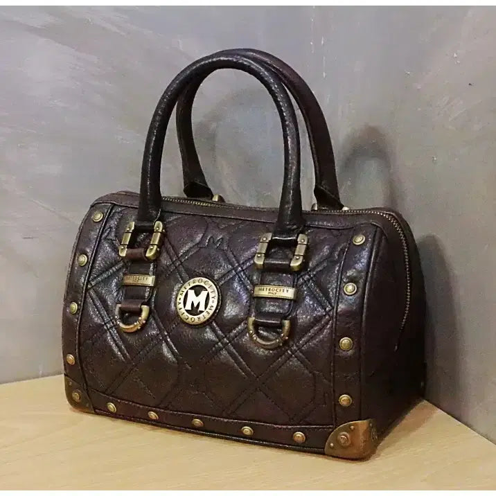 [BUNJANG] Metrocity Gold Quilting Leather Tote Boston Bag / 메트로시티 금장 퀼팅 가죽 토트백 보스턴백