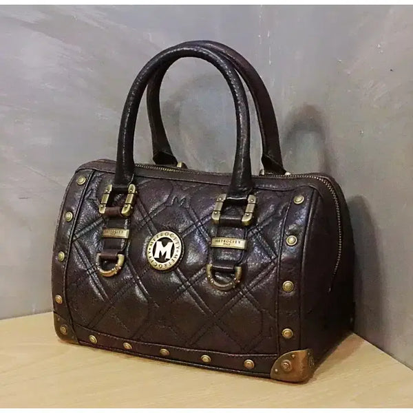 [BUNJANG] Metrocity Gold Quilting Leather Tote Boston Bag / 메트로시티 금장 퀼팅 가죽 토트백 보스턴백