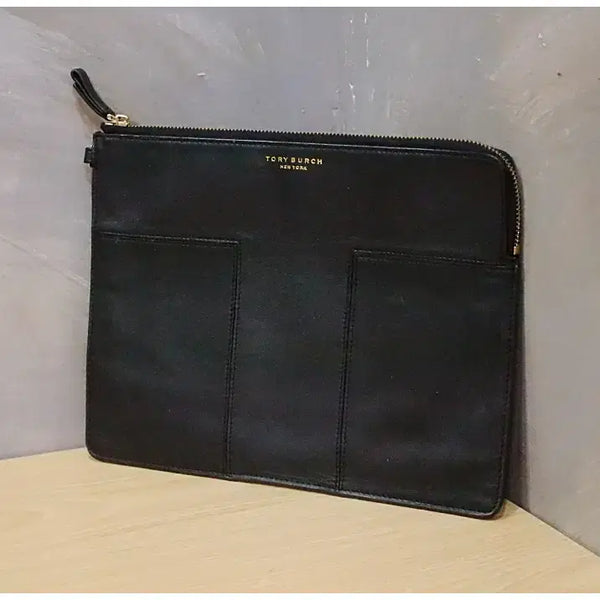 [BUNJANG] Tory Burch Block T Leather Clutch Bag / 토리버치 블록 T 가죽 클러치백