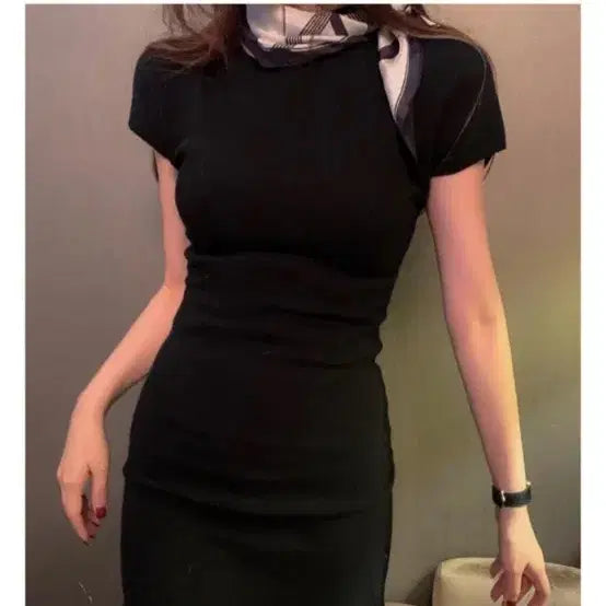 [BUNJANG] Dark Romance Knit Dress Black / 다크로맨스 니트원피스 블랙