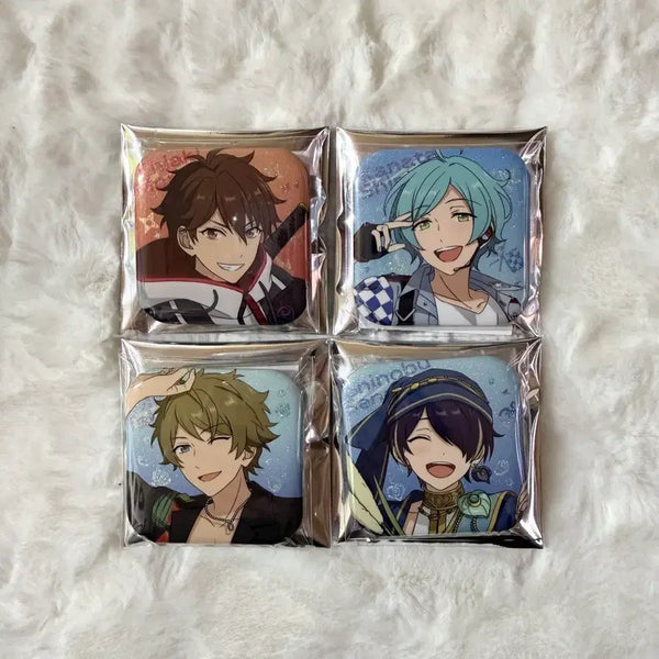 [BUNJANG] Ensemble Stars Starry Square Can Badge Set Yusei Unit - Chiaki, Kanata, Midori, Shinobu (Chinese Server) / 앙스타 별빛 사각 캔뱃지 유성대 치아키 카나타 미도리 시노부 중스타 일괄