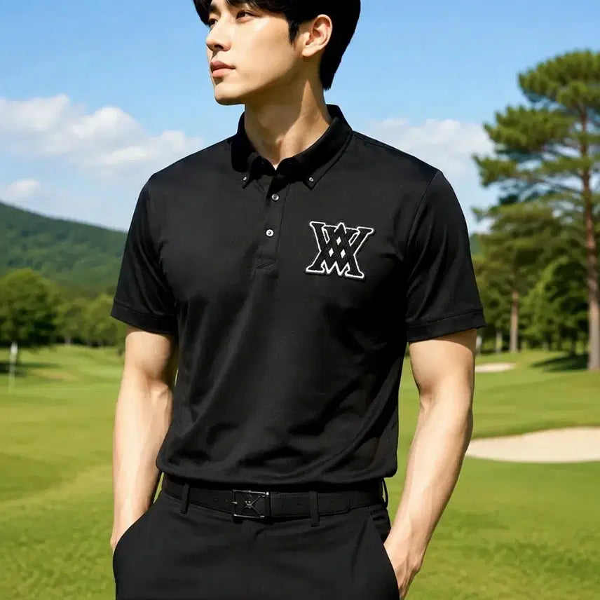 [BUNJANG] Anew Golf Men's Outline Big Logo Short Sleeve Polo Shirt L / [정품]어뉴 골프 남성 아웃라인 빅로고 반팔 폴로 셔츠 L