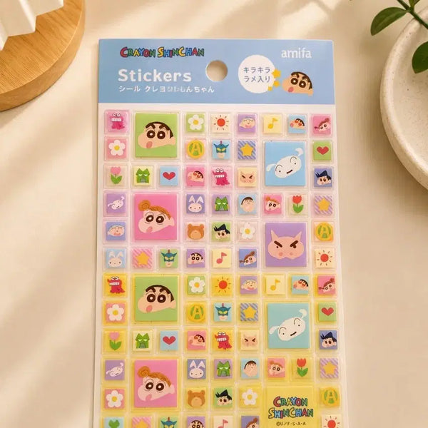 [BUNJANG] Crayon Shin-chan 3D Tile Glitter Stickers / 짱구는못말려 입체 타일 반짝이 스티커 다꾸 폰꾸