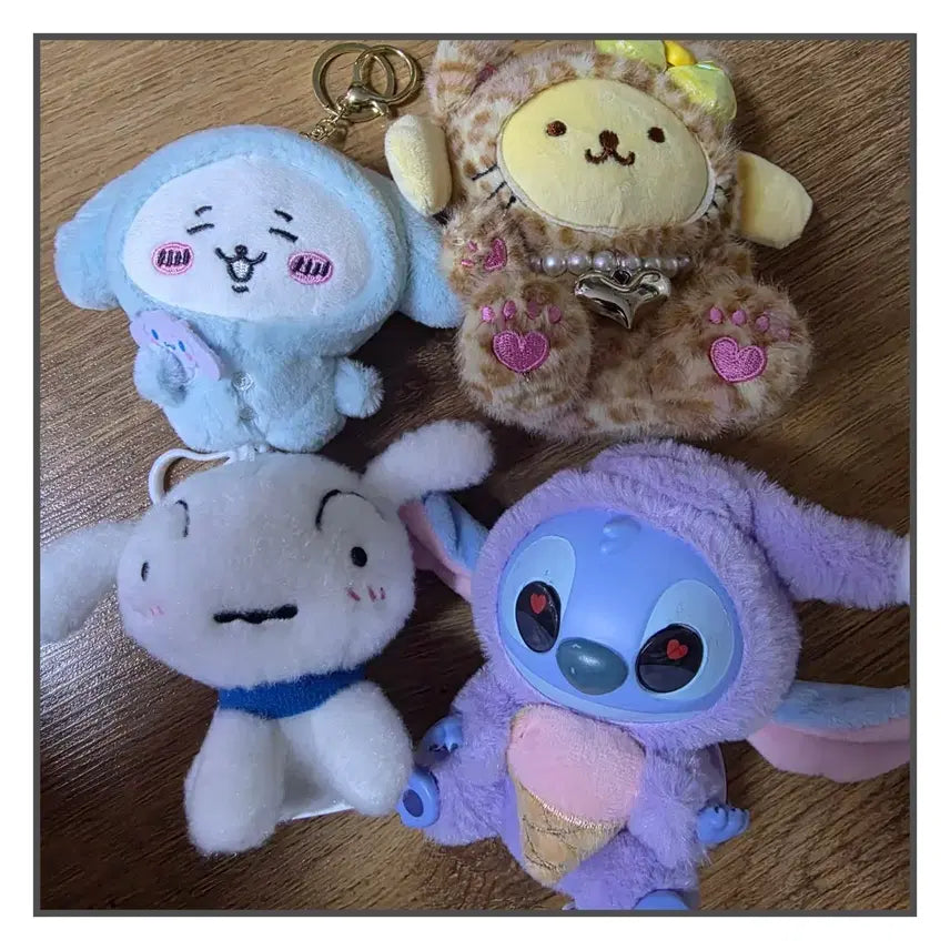 [BUNJANG] Cinnamoroll, Pompompurin, Shiro, Stitch Character Keyring Set (14cm) / 키링4종-시나모롤,폼폼프린,흰둥이,스티치  [14cm]