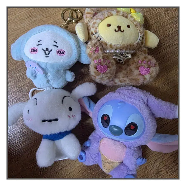 [BUNJANG] Cinnamoroll, Pompompurin, Shiro, Stitch Character Keyring Set (14cm) / 키링4종-시나모롤,폼폼프린,흰둥이,스티치  [14cm]