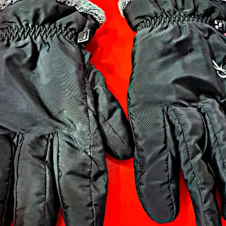 [BUNJANG] Calvin Klein Black Gloves with Fur Trim / 캘빈클라인 장갑 블랙 퍼 트리밍