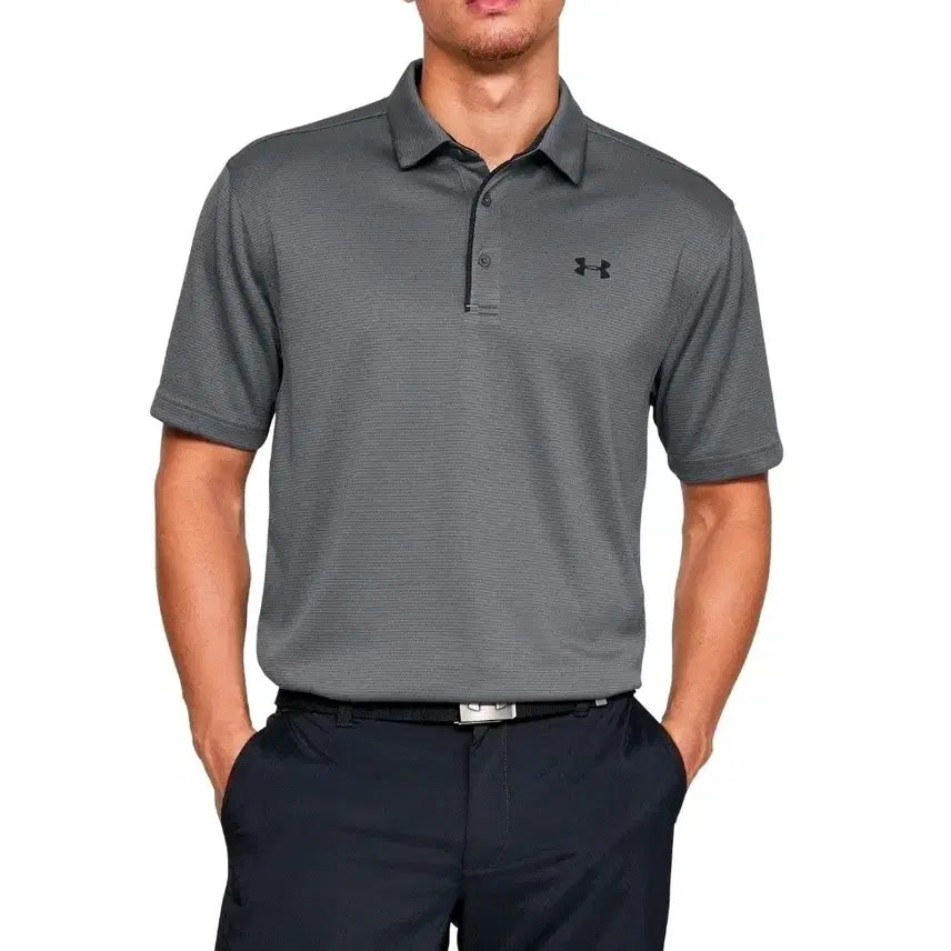 [BUNJANG] Under Armour Tech Performance Golf Polo Short Sleeve T-Shirt - Grey, Size M / 언더아머 테크 퍼포먼스 골프 폴로 반팔 티셔츠 그레이 M(100)