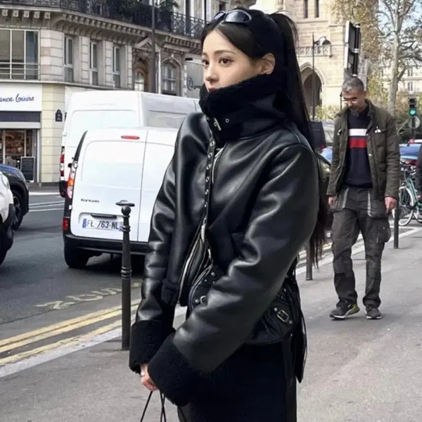 [BUNJANG] Khaki Pointed Mustang Cropped Jacket / 재당근 카키포인트 무스탕