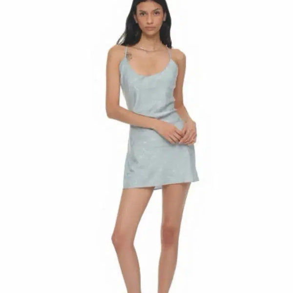 [BUNJANG] Too Much Tax Open Back Mini Slip Dress Light Blue S / 새상품) 투머치택스 오픈 백 미니 슬립 드레스 라이트블루 S