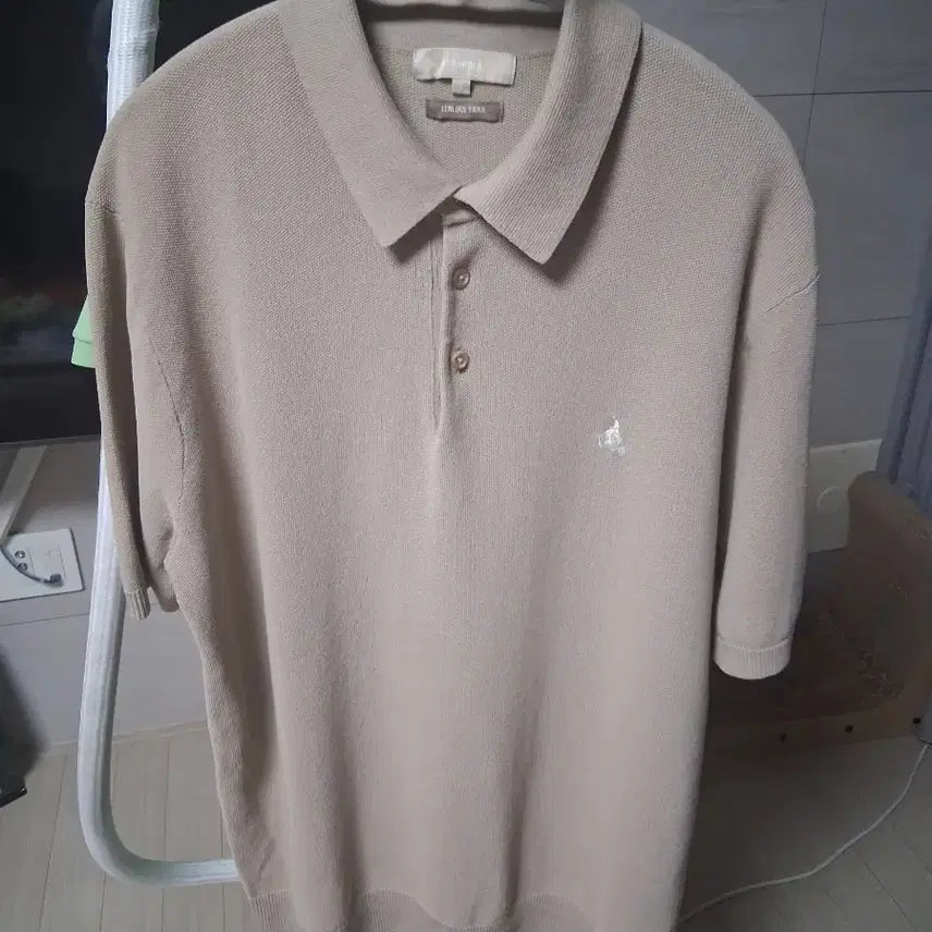 [BUNJANG] Beanpole Logo Embroidered Knit Shirt / 빈폴 셔츠 베이지