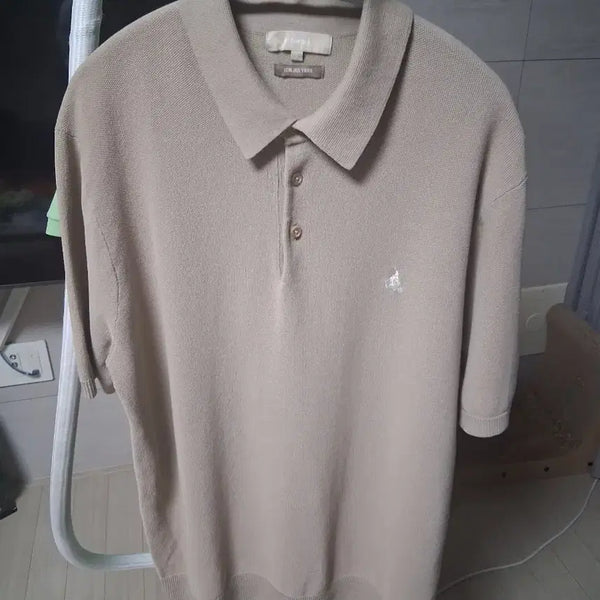 [BUNJANG] Beanpole Logo Embroidered Knit Shirt / 빈폴 셔츠 베이지