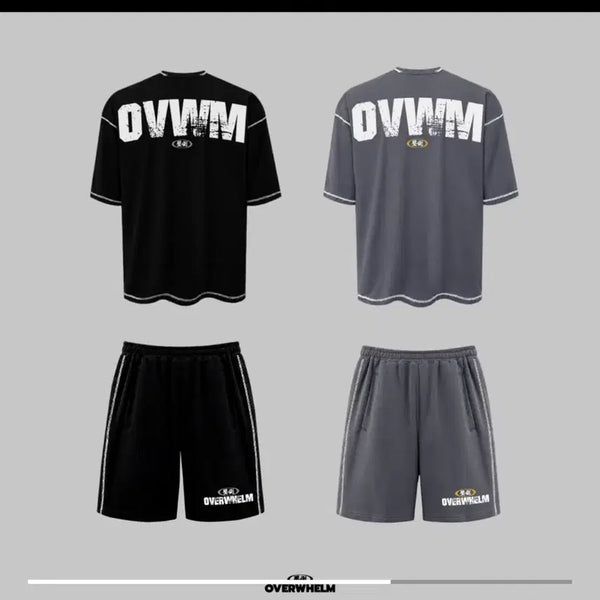 [BUNJANG] APDO Waffle Oversized Short Sleeve T-shirt & Shorts Set Black Size 1 / (미개봉)압도 와플 오버핏 반팔 + 반바지 블랙 1사이즈 압도올라잇본투윈
