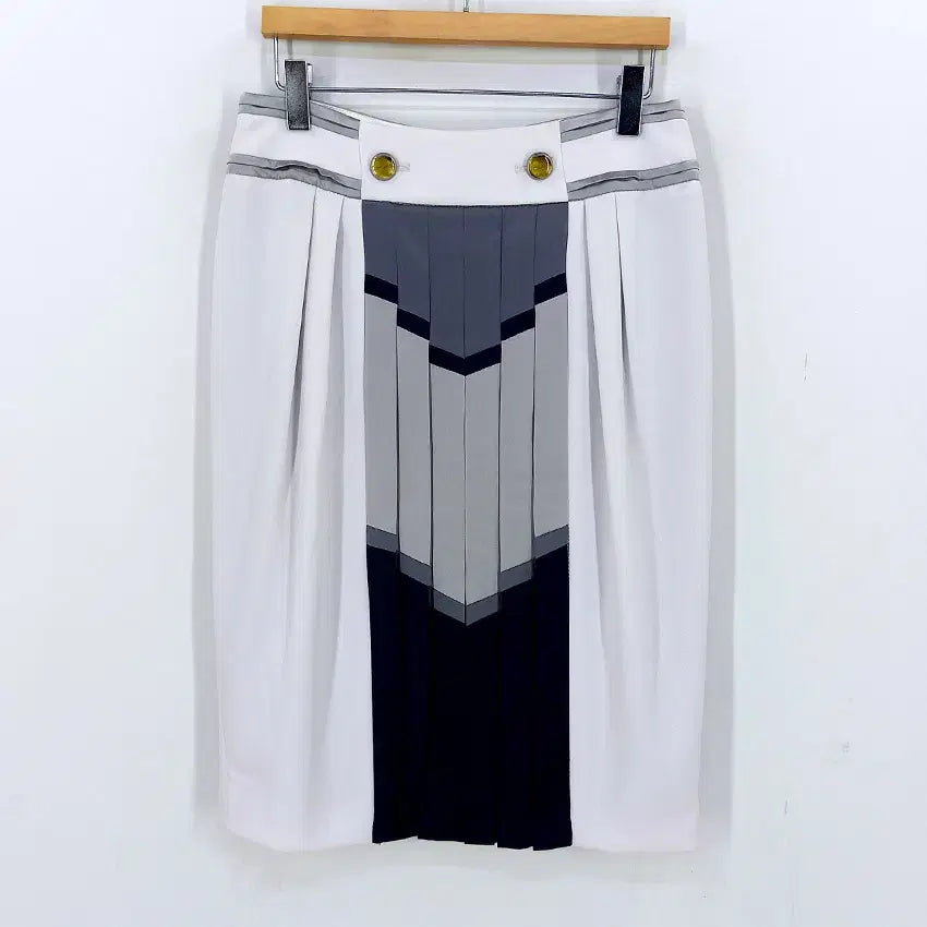 [BUNJANG] Anyvaf Colorblock H-Line Skirt Light Gray / 아니베에프 여성 여름 배색 H라인스커트 연그레이 (HU45749)
