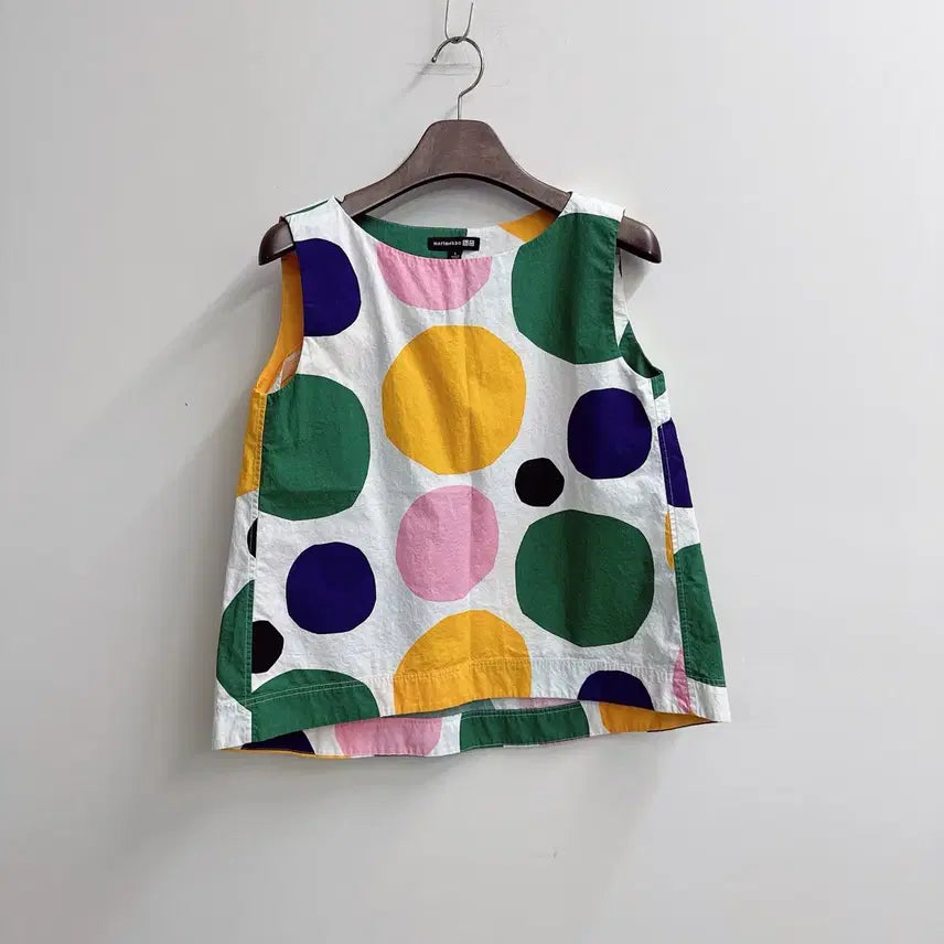 [BUNJANG] Uniqlo x Marimekko Color Pattern Sleeveless Top Blouse / 유니클로x마리메꼬 컬러 패턴 민소매 탑 블라우스