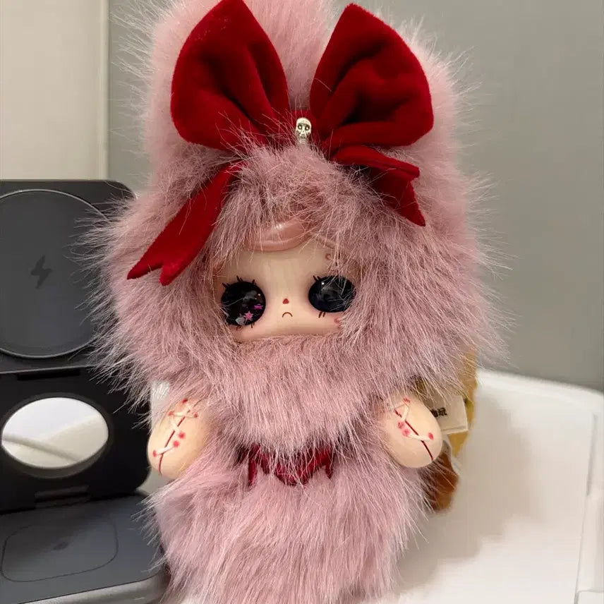 [BUNJANG] BABYSSRI Pink Fur Yuna Doll Keychain / 베이비쓰리 핑크 퍼 유나 인형 키링