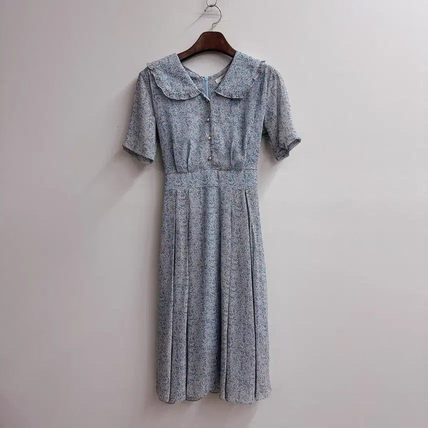 [BUNJANG] CHICLINE Pastel Blue Floral Print Long Dress / CHICLINE 시크라인 러블리 잔꽃무늬 파스텔블루 원피스
