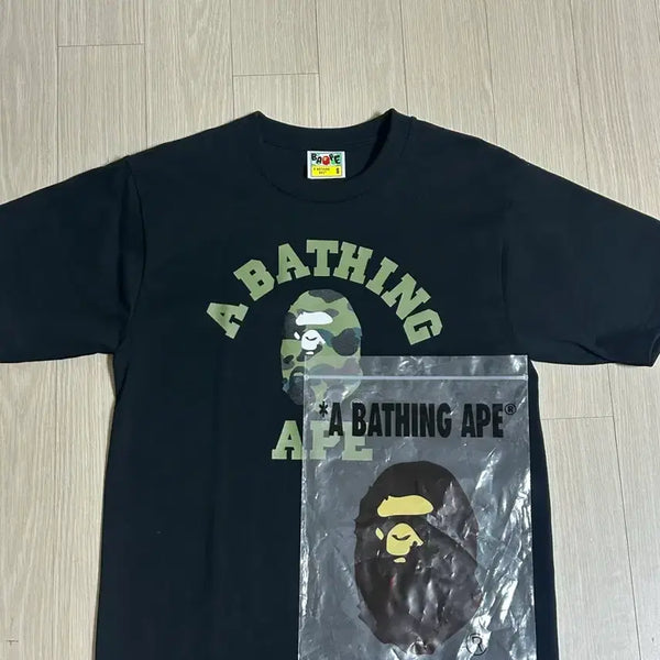 [BUNJANG] A Bathing Ape Ape Head Camo T-Shirt Black / 베이프 APE 헤드 카모 반팔티 블랙 s새상품