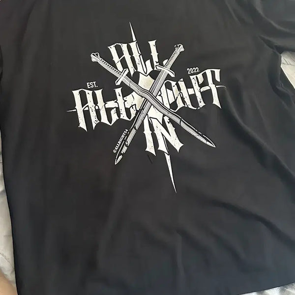 [BUNJANG] OALLINALLOUT Black T-shirt L (OLLNIGHT Popup Limited Edition) / 올라잇 팝업 한정판 반팔티 올인올아웃 블랙 L사이즈
