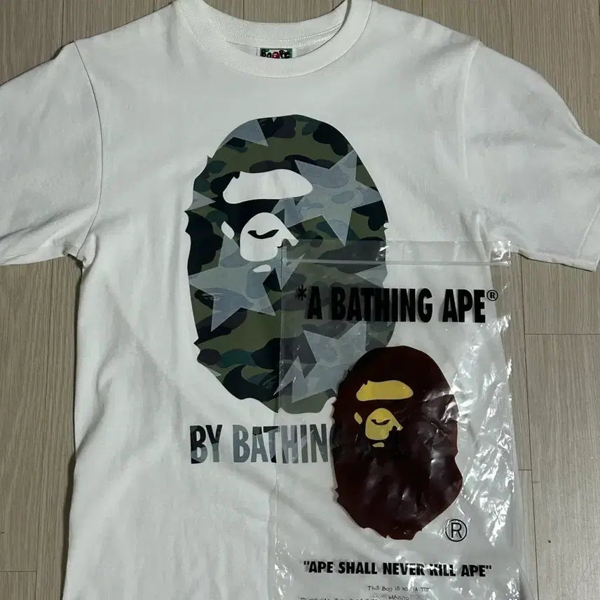 [BUNJANG] BAPE Camo Logo T-Shirt White S New / 베이프 카모마이로 로고 반팔티 화이트 s 새상품