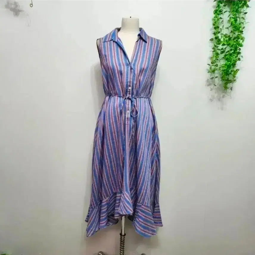 [BUNJANG] Thom Grey Hound Silk Stripe Long Dress - Size S / 톰그레이하운드 실크 스트라이프롱 원피스 S 사이즈