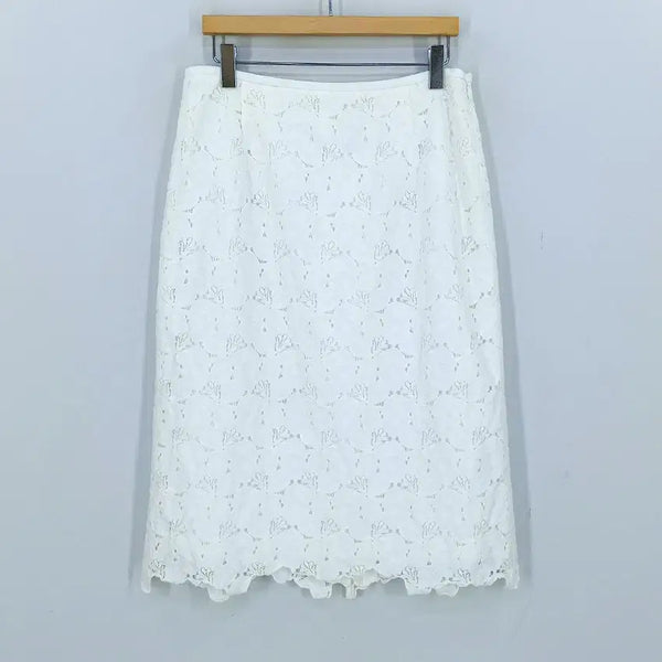 [BUNJANG] KUHO Women's Floral Embroidery Skirt Ivory / 구호 여성 여름 플라워자수 스커트 아이보리 (HU45751)