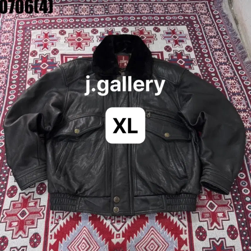 [BUNJANG] XL Gallery Leather Jacket Black Fur Collar Vintage / [XL] 갤러리 | 가죽 자켓 블랙 퍼카라 빈티지 만원 0706
