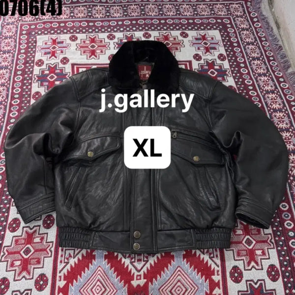 [BUNJANG] XL Gallery Leather Jacket Black Fur Collar Vintage / [XL] 갤러리 | 가죽 자켓 블랙 퍼카라 빈티지 만원 0706
