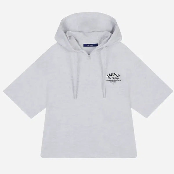 [BUNJANG] Women's Yoke Hooded Half-Zip Sweatshirt FOBTS717F / 여성 등판 요꼬 후드 반집업 FOBTS717F