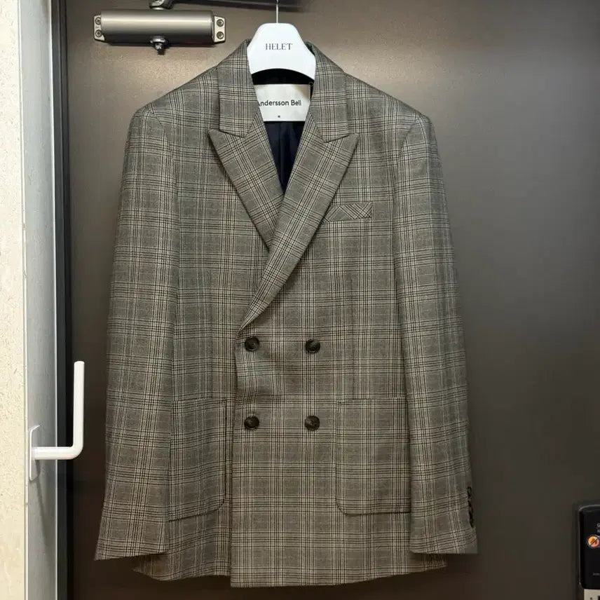 [BUNJANG] Andersson Bell Unisex Vienna Check Double-Breasted Blazer Jacket M / M 앤더슨벨 유니섹스 비엔나 체크 더블 브레스트 블레이저 자켓