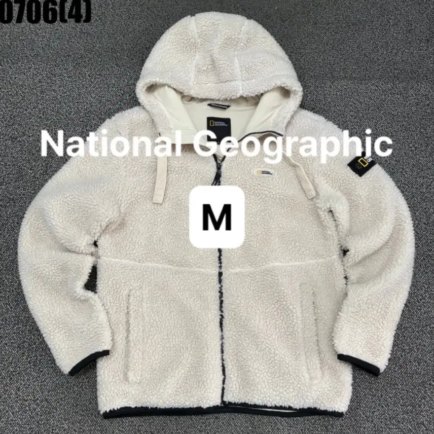 [BUNJANG] National Geographic Fleece Hooded Zip-Up (Ivory Vintage) / [M] 내셔널지오그래픽 | 플리스 후드집업 아이보리 빈티지 만원 0705