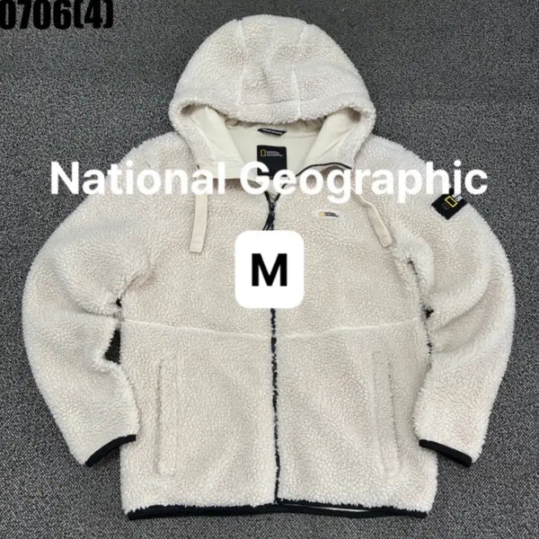 [BUNJANG] National Geographic Fleece Hooded Zip-Up (Ivory Vintage) / [M] 내셔널지오그래픽 | 플리스 후드집업 아이보리 빈티지 만원 0705