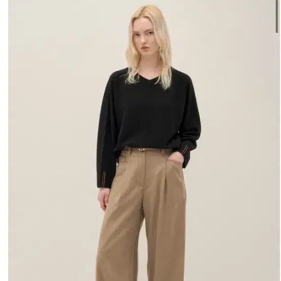 [BUNJANG] System Color Line V-Neck Wool Knit / 시스템 SYSTEM 컬러라인 v넥 울 니트 프리 사이즈 정품