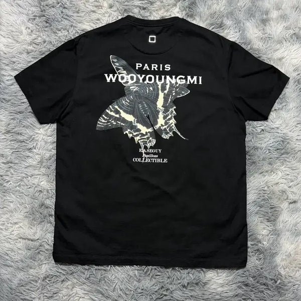 [BUNJANG] Wooyoungmi Butterfly Back Logo Short Sleeve T-shirt Black Size 46 / 우영미 나비 백로고 반팔티 {size 46}