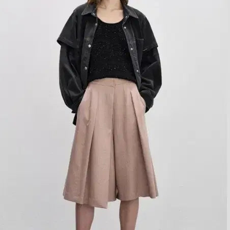 [BUNJANG] SYSTEM Pin-tuck Wide Wrap Crop Pants (Size 55) / 시스템 SYSTEM  핀턱 와이드 랩 크롭  팬츠 55 사이즈 정품