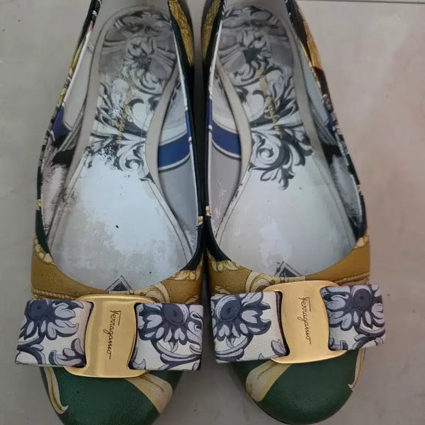 [BUNJANG] Salvatore Ferragamo Ribbon Detail Pattern Ballet Flats Size 250 / 페라가모 플랫 250