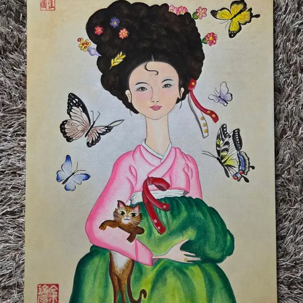 [BUNJANG] Kim Min-seo 'Butterfly Beauty' Korean Painting / 나비 미인도 V