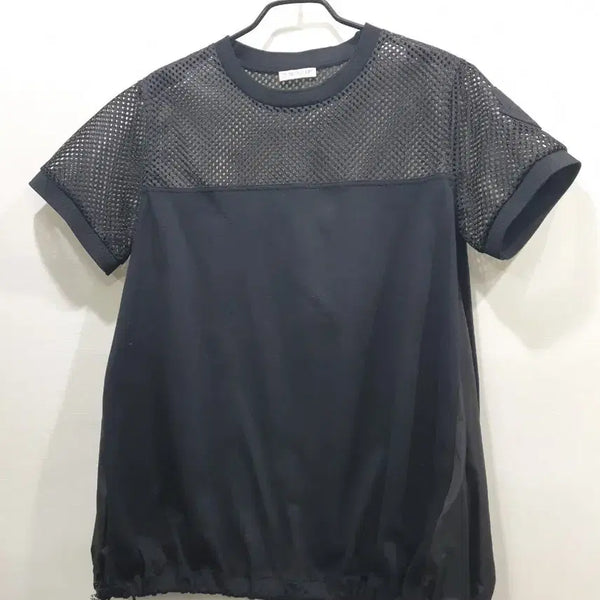 [BUNJANG] Moncler Black Mesh Panel Short Sleeve T-Shirt XS / 몽클레르(몽클레어)블랙 메쉬 배색 반팔티 XS