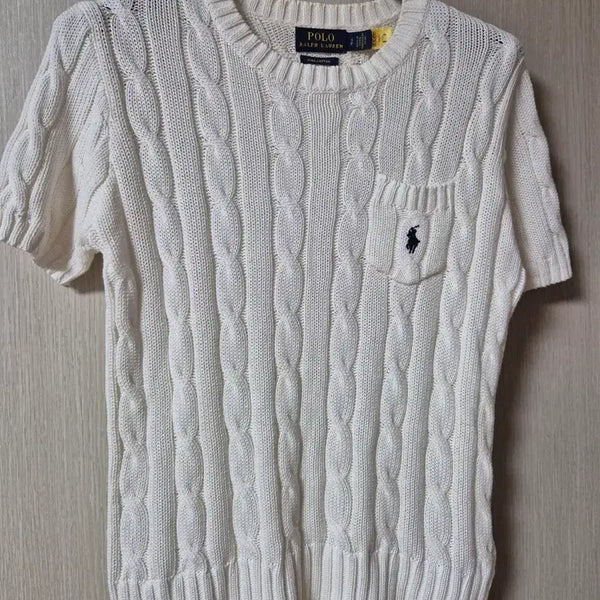 [BUNJANG] Polo Ralph Lauren Cable Knit Pocket Short Sleeve Sweater - Size S / (정품) 폴로 케이블 니트 포켓니트 여성 꽈배기니트 반팔 S