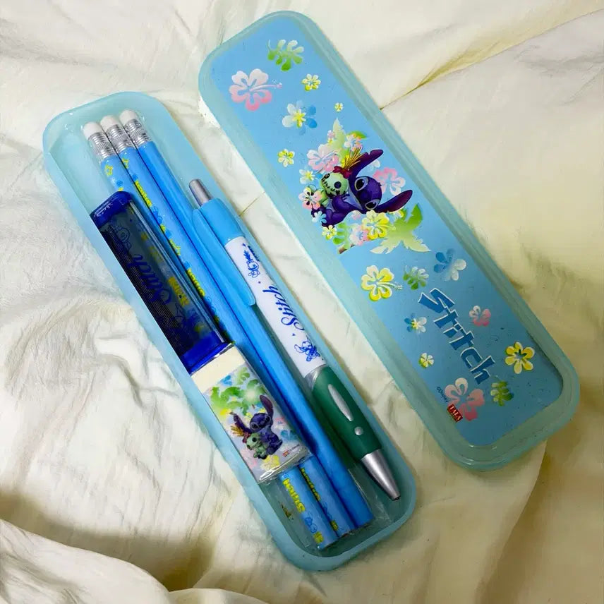[BUNJANG] Disney Stitch Pencil Case and Pencil Set / 디즈니 스티치 필통 연필 세트