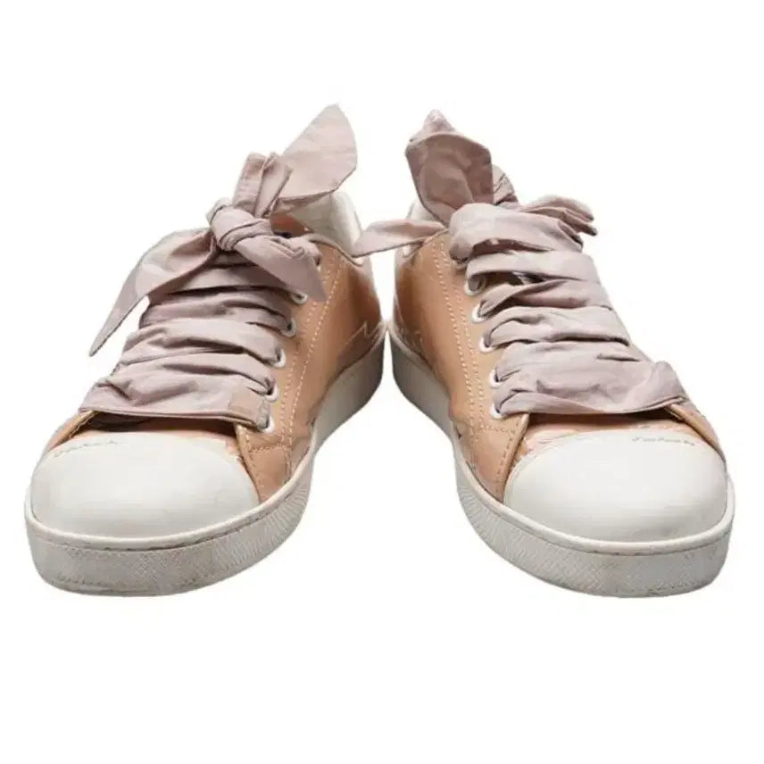 [BUNJANG] Prada Satin Ribbon Sneakers Beige / 프라다 새틴 리본 스니커즈 베이지