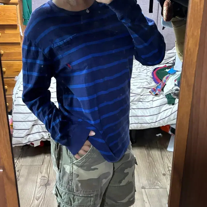 [BUNJANG] Polo Ralph Lauren Long Sleeve T-Shirt Navy Stripe / 폴로 랄프로렌 긴팔 티셔츠 네이비 스트라이프
