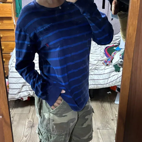 [BUNJANG] Polo Ralph Lauren Long Sleeve T-Shirt Navy Stripe / 폴로 랄프로렌 긴팔 티셔츠 네이비 스트라이프