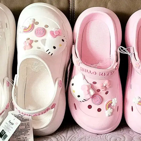 [BUNJANG] Sanrio Hello Kitty Platform Clogs Sandals / 산리오 정품 헬로키티 크록스st 통굽샌들 2종(새상품)