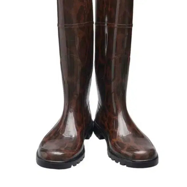 [BUNJANG] Dolce & Gabbana Leopard Pattern Brown Rain Boots / 돌체 앤 가바나 레오파드 패턴 브라운 레인부츠