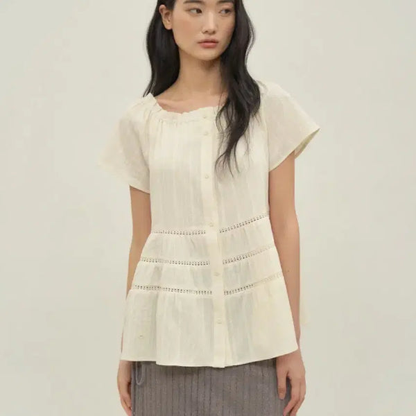 [BUNJANG] Auro Lace Flare Blouse / 새상품) 아우로 레이스 플레어 블라우스 / 타낫 온트 시예 리즈 르플레인