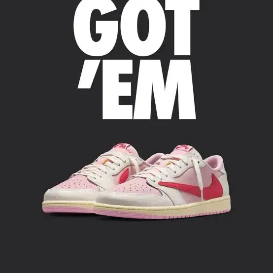 [BUNJANG] Air Jordan 1 Retro Low x Travis Scott 'Sail Tropical Pink' Sneakers / 조던 1 x 트래비스 스캇 레트로 로우 세일 트로피컬 핑크 275