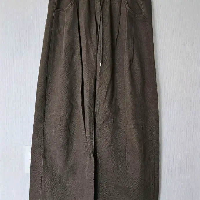 [BUNJANG] Khaki Wide Leg Cotton Pants / 카키색 와이드 통바지
