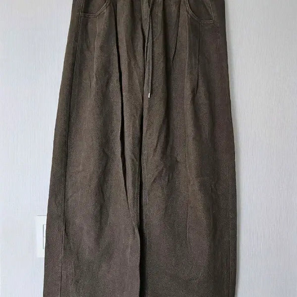 [BUNJANG] Khaki Wide Leg Cotton Pants / 카키색 와이드 통바지