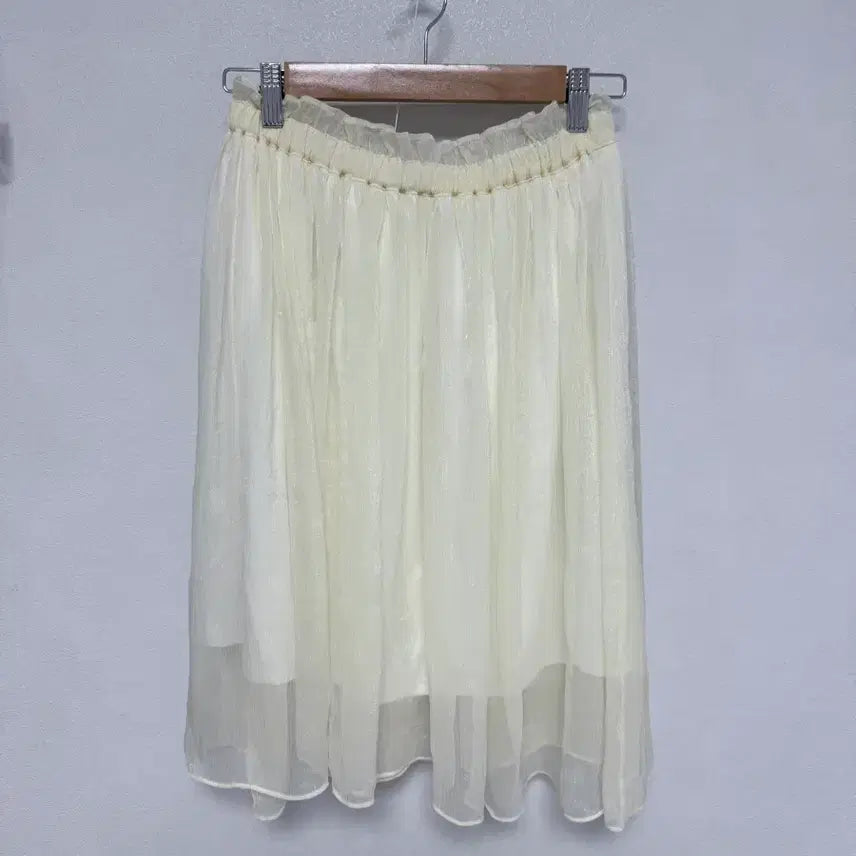 [BUNJANG] Vintage Ivory Chiffon Midi Skirt / 빈티지 아이보리 쉬폰 미디 스커트