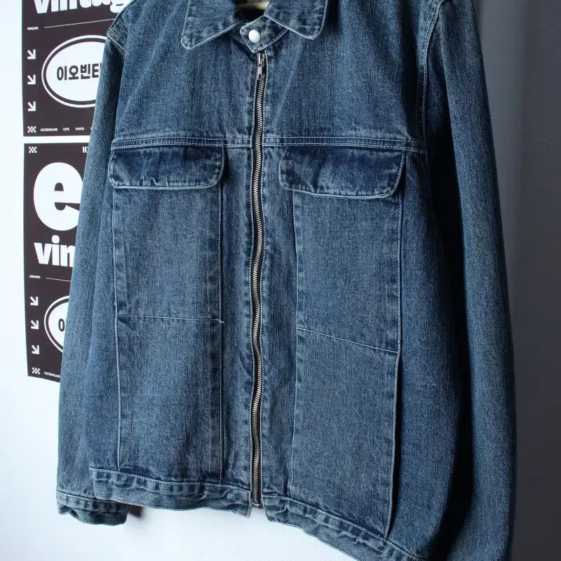 [BUNJANG] SUAREZIP UP Windbreaker Jacket Trucker Denim / (L-XL) 수아레 집업 바람막이 점퍼자켓 트러커 데님 청-H34115